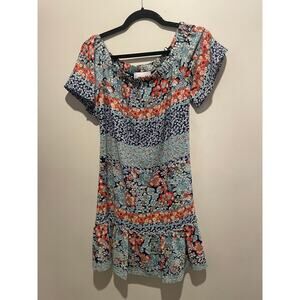 Charles Henry floral multicolored boho milkmaid off shoulder dress size XS